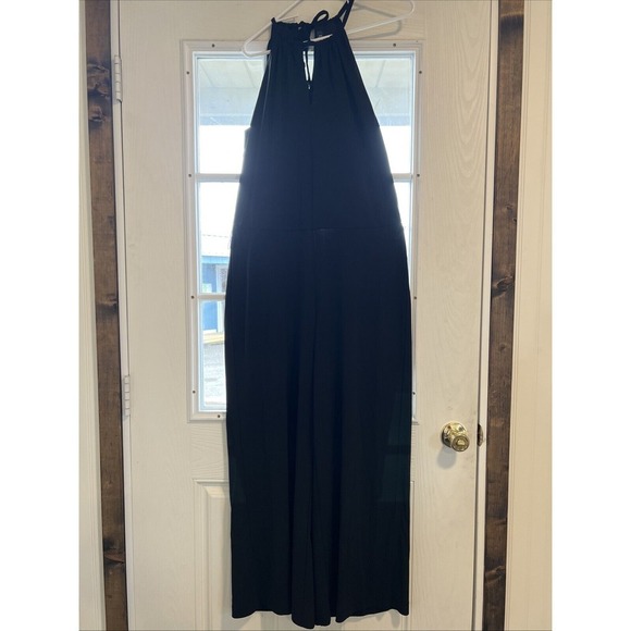 Lauren Ralph Lauren Black Jumpsuit Sleeveless Wide Leg Stretch Women's Sz Larg - Picture 1 of 7